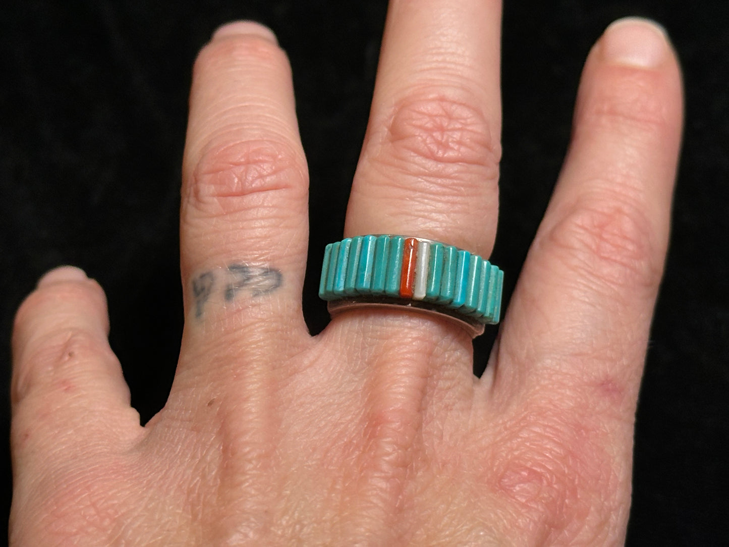 7.5 Vintage Kingman Turquoise and Red Coral