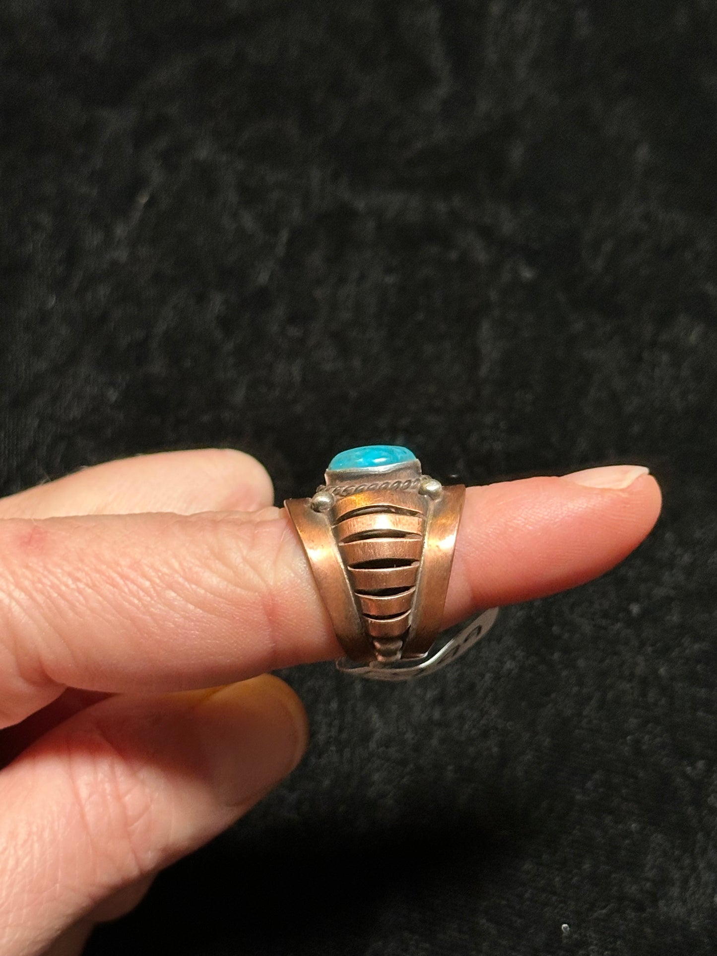 Copper and Turquoise Lobster Tail Ring