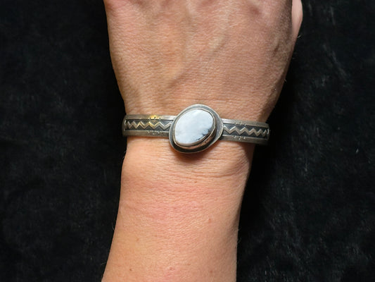 6”-7” White Buffalo Cuff by B. Webb, Navajo