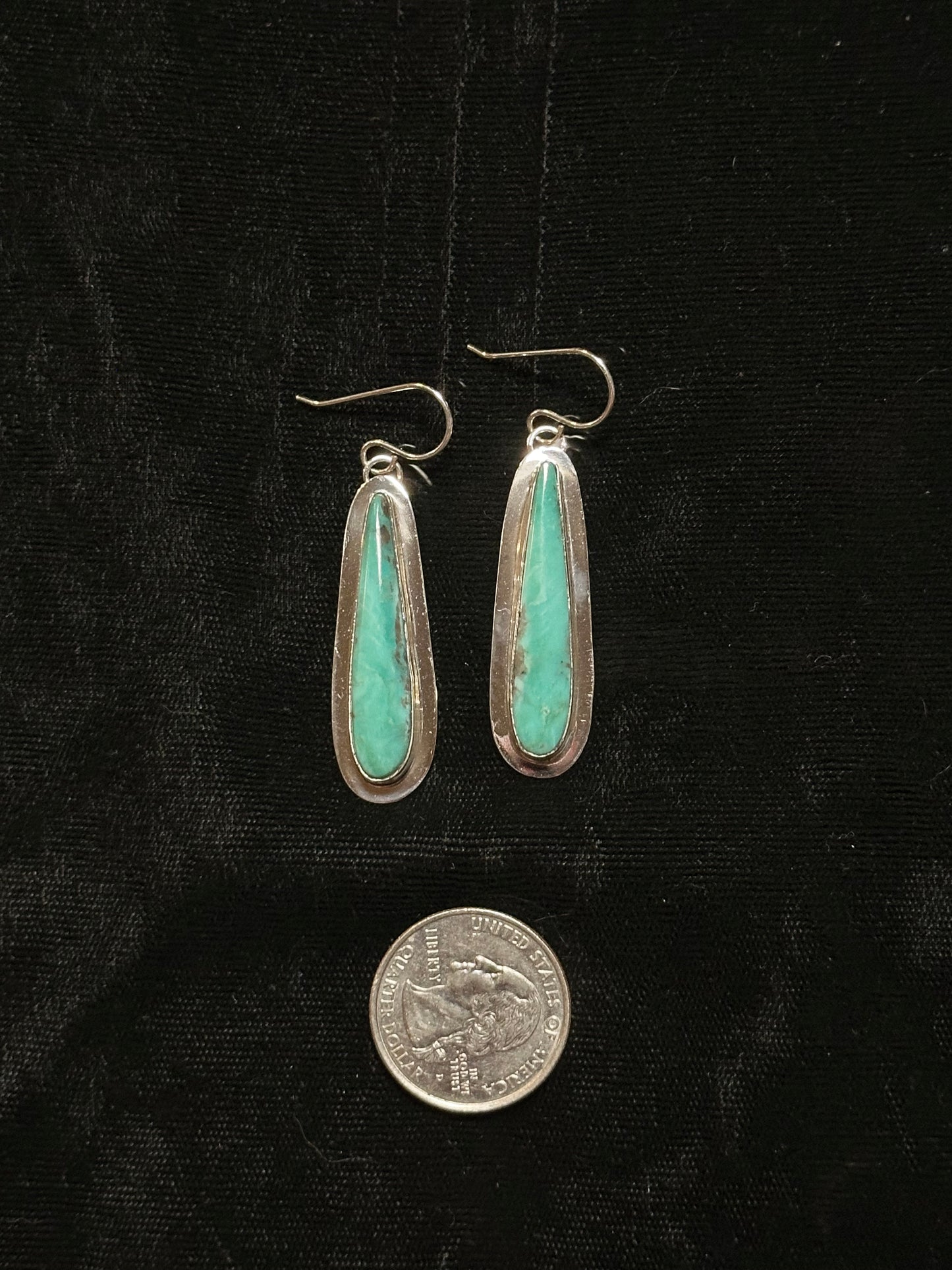 High Grade Turquoise Dangle Earrings by Marie Jackson, Navajo