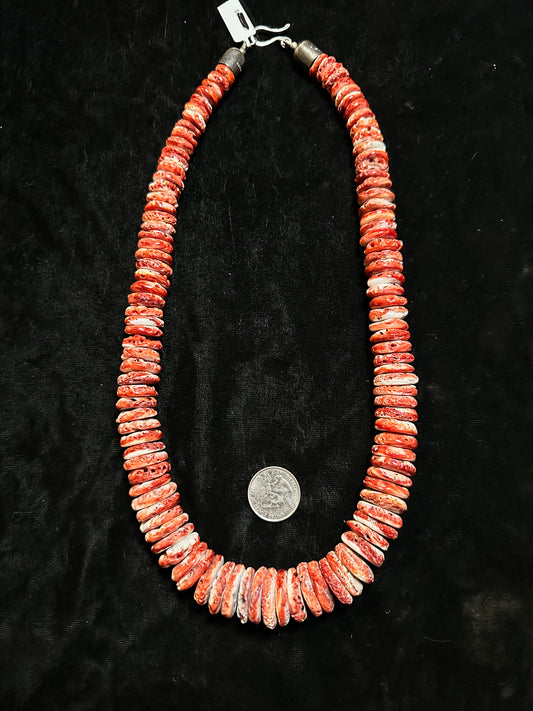 24" 12mm-21mm Graduated Red Spiny Oyster Shell Necklace
