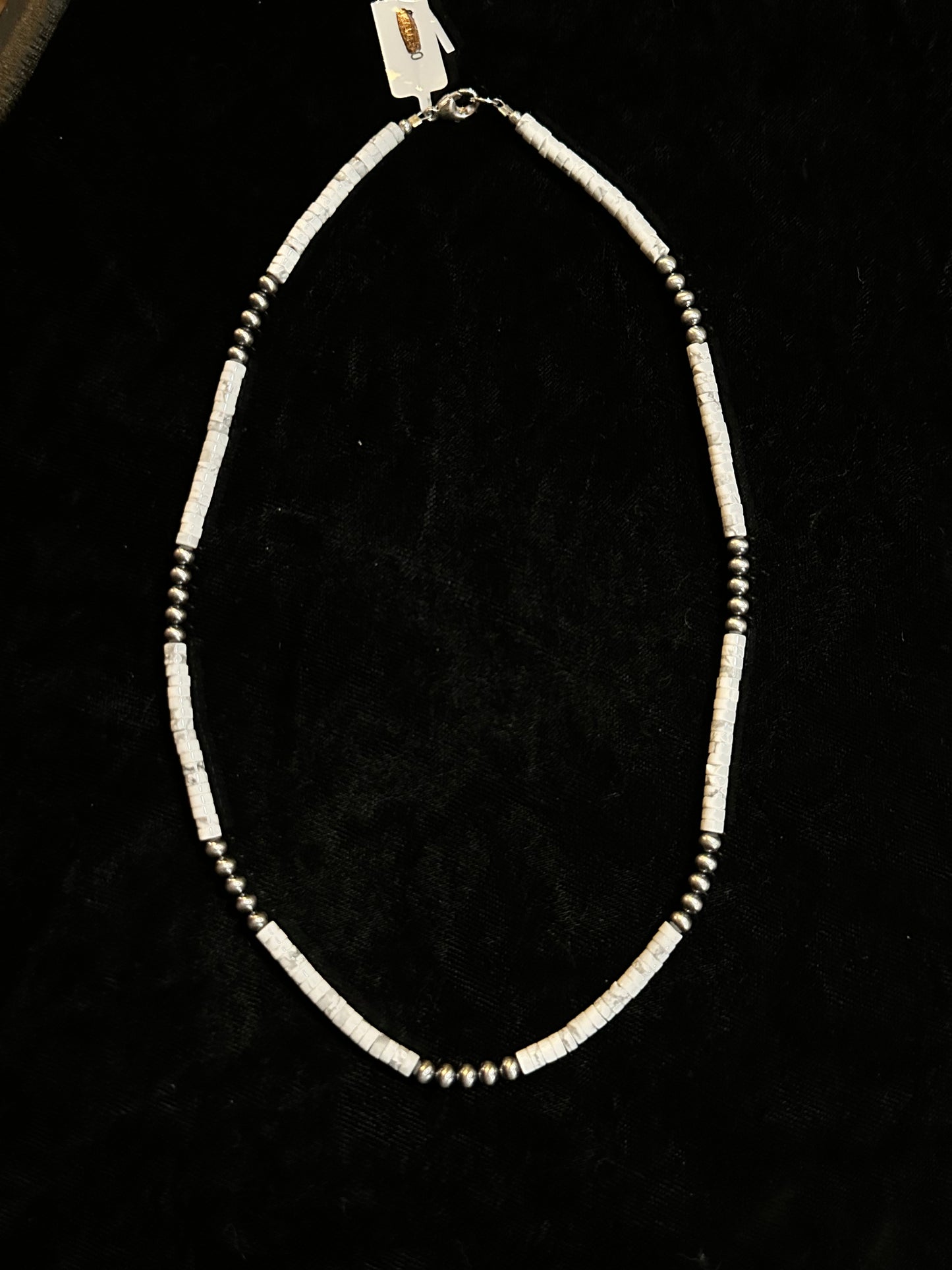 18" Howlite with 4mm Silver Beads