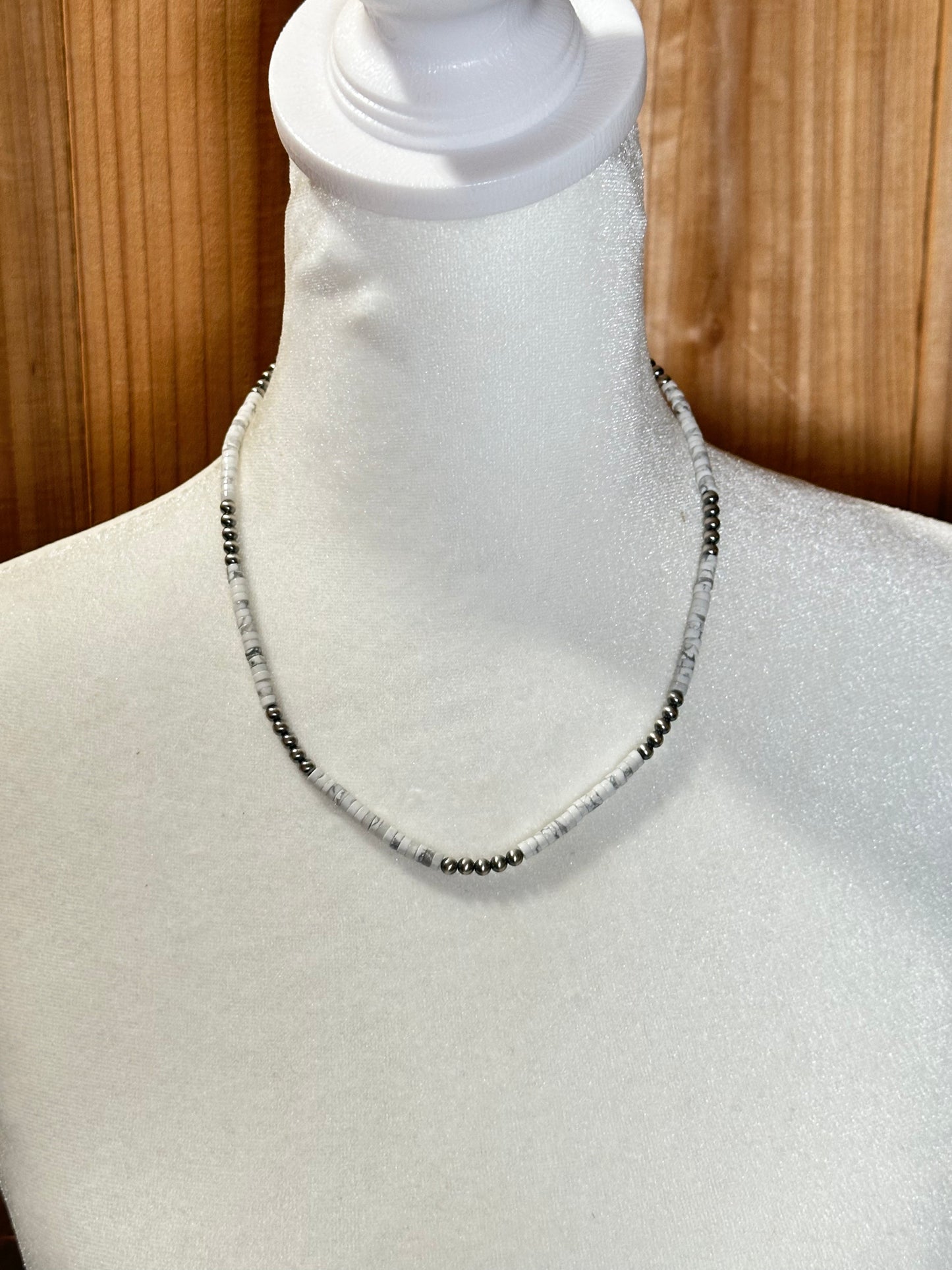 18" Howlite with 4mm Silver Beads