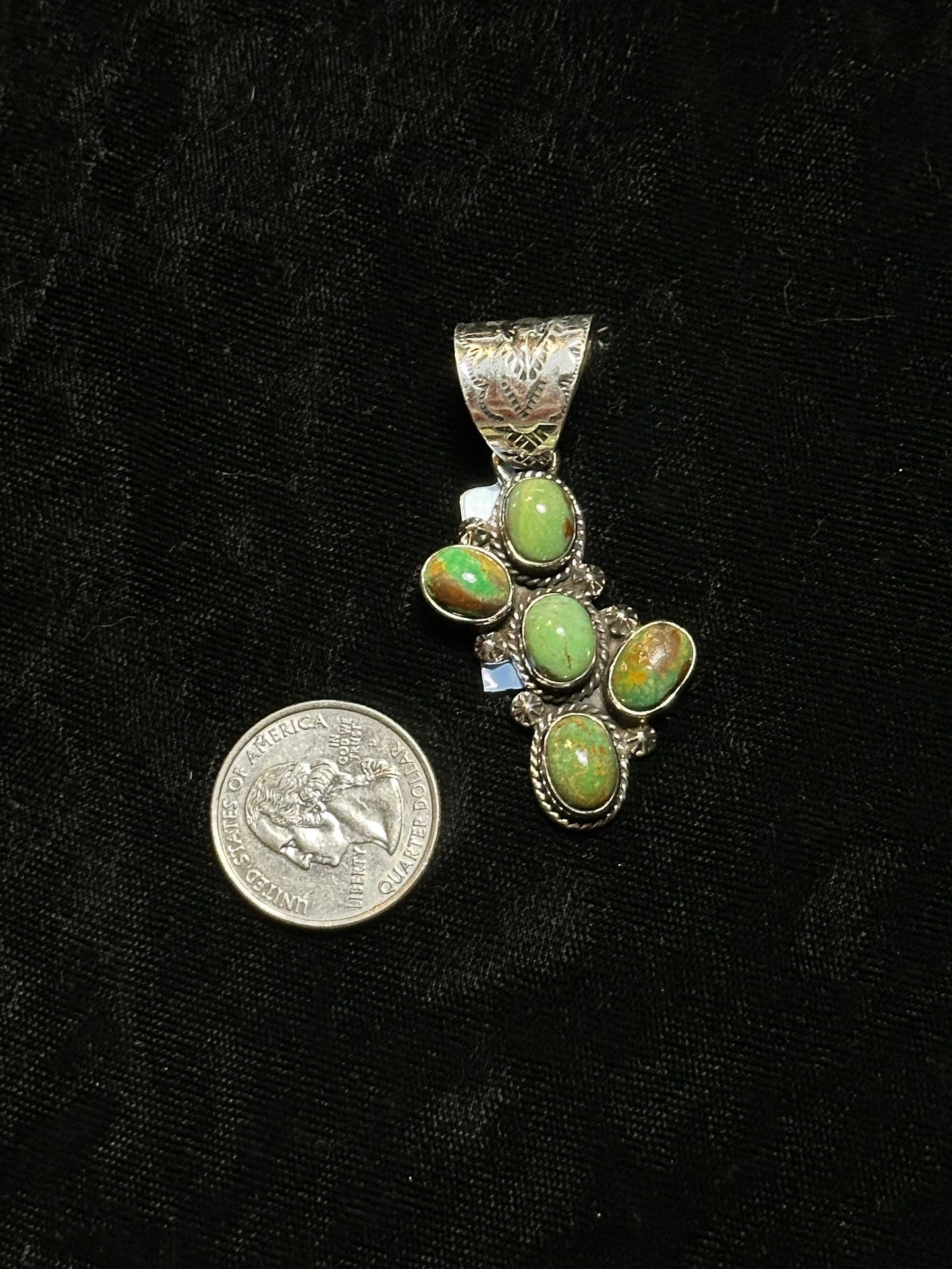 Green Nevada Turquoise Pendant by Zia