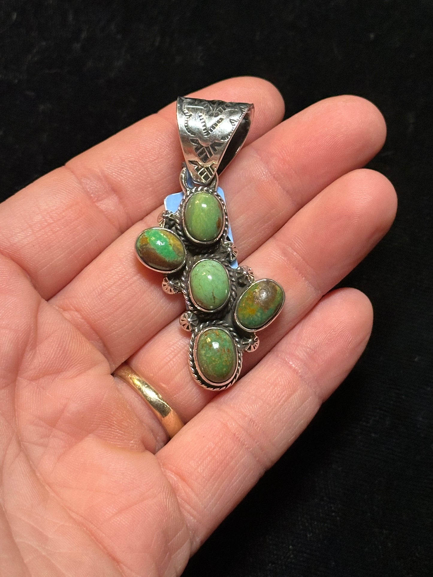 Green Nevada Turquoise Pendant by Zia