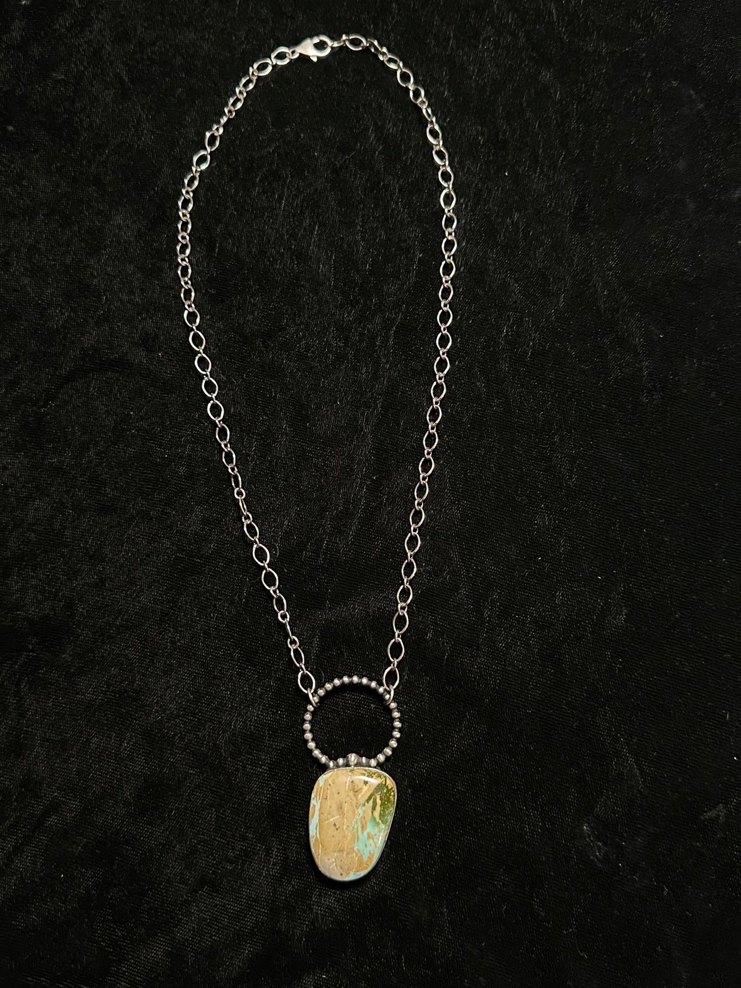 18" Cerrillos Turquoise Necklace By P. Yazzie, Navajo