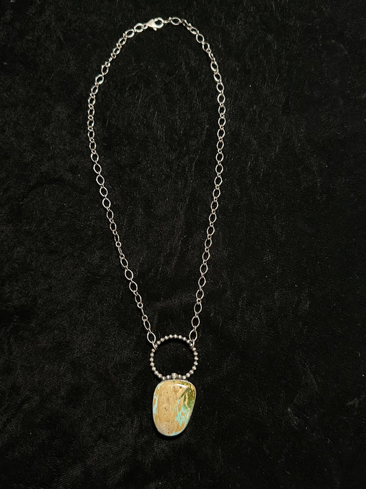 18" Cerrillos Turquoise Necklace By P. Yazzie, Navajo