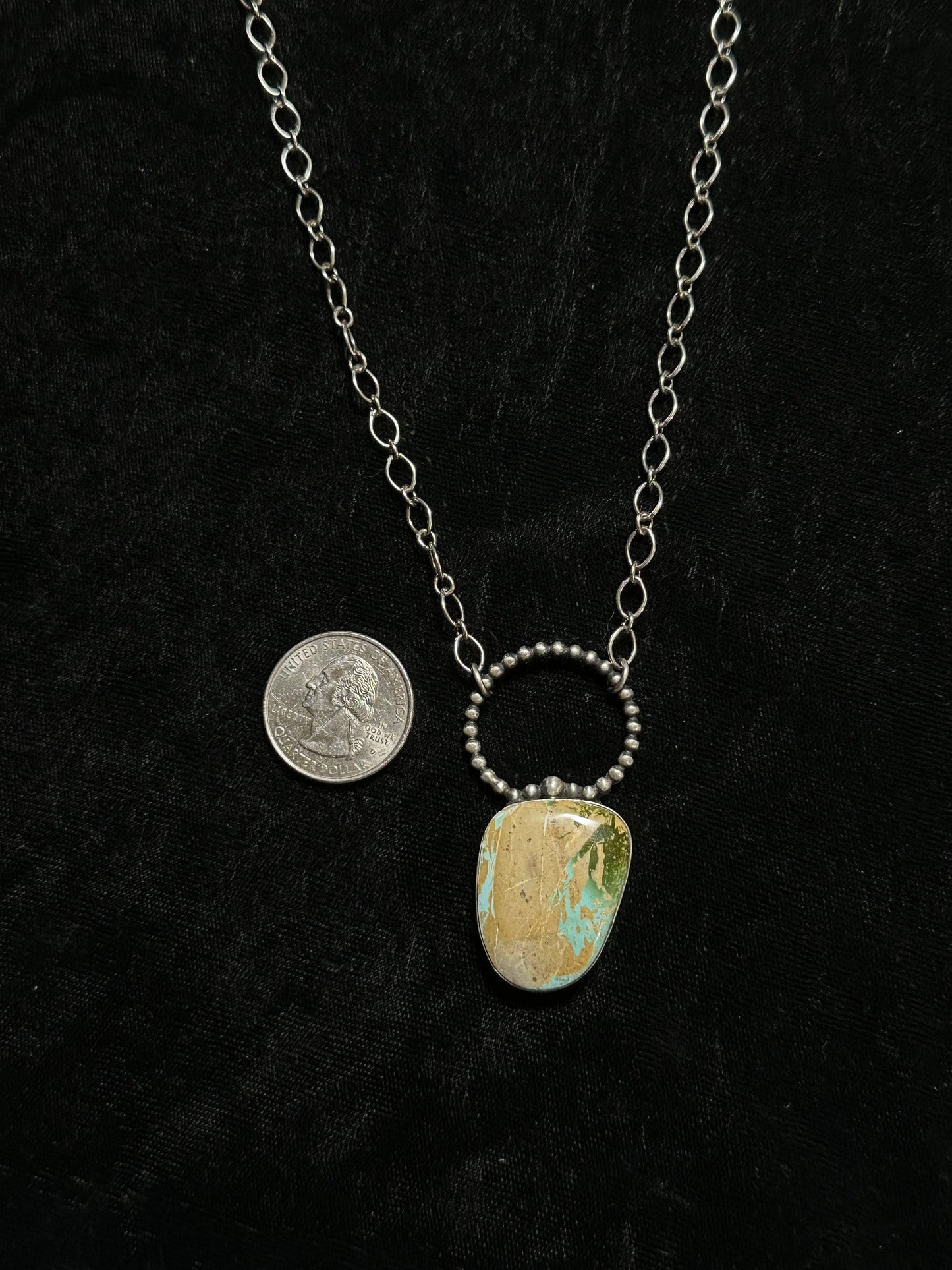 18" Cerrillos Turquoise Necklace By P. Yazzie, Navajo