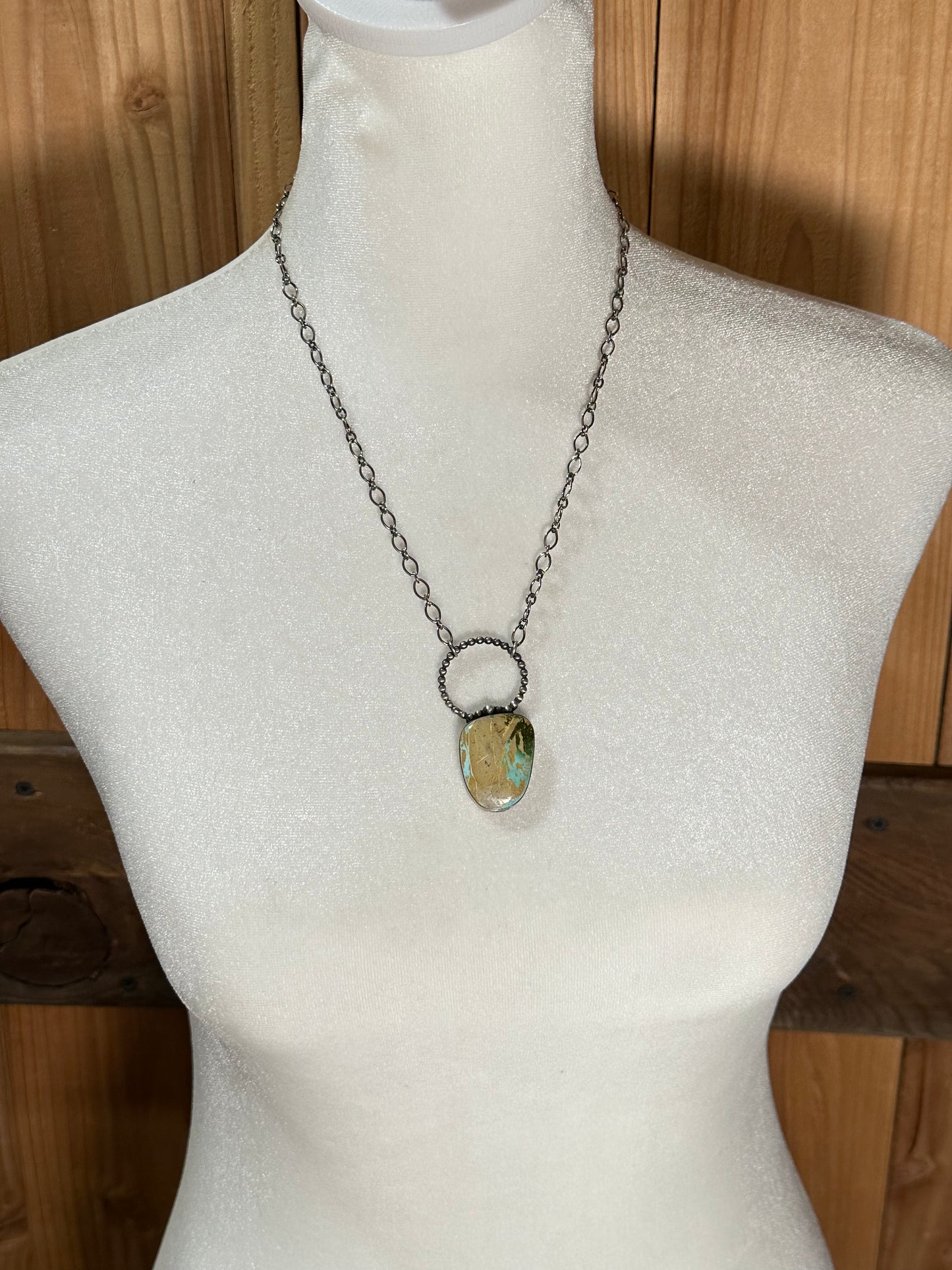 18" Cerrillos Turquoise Necklace By P. Yazzie, Navajo