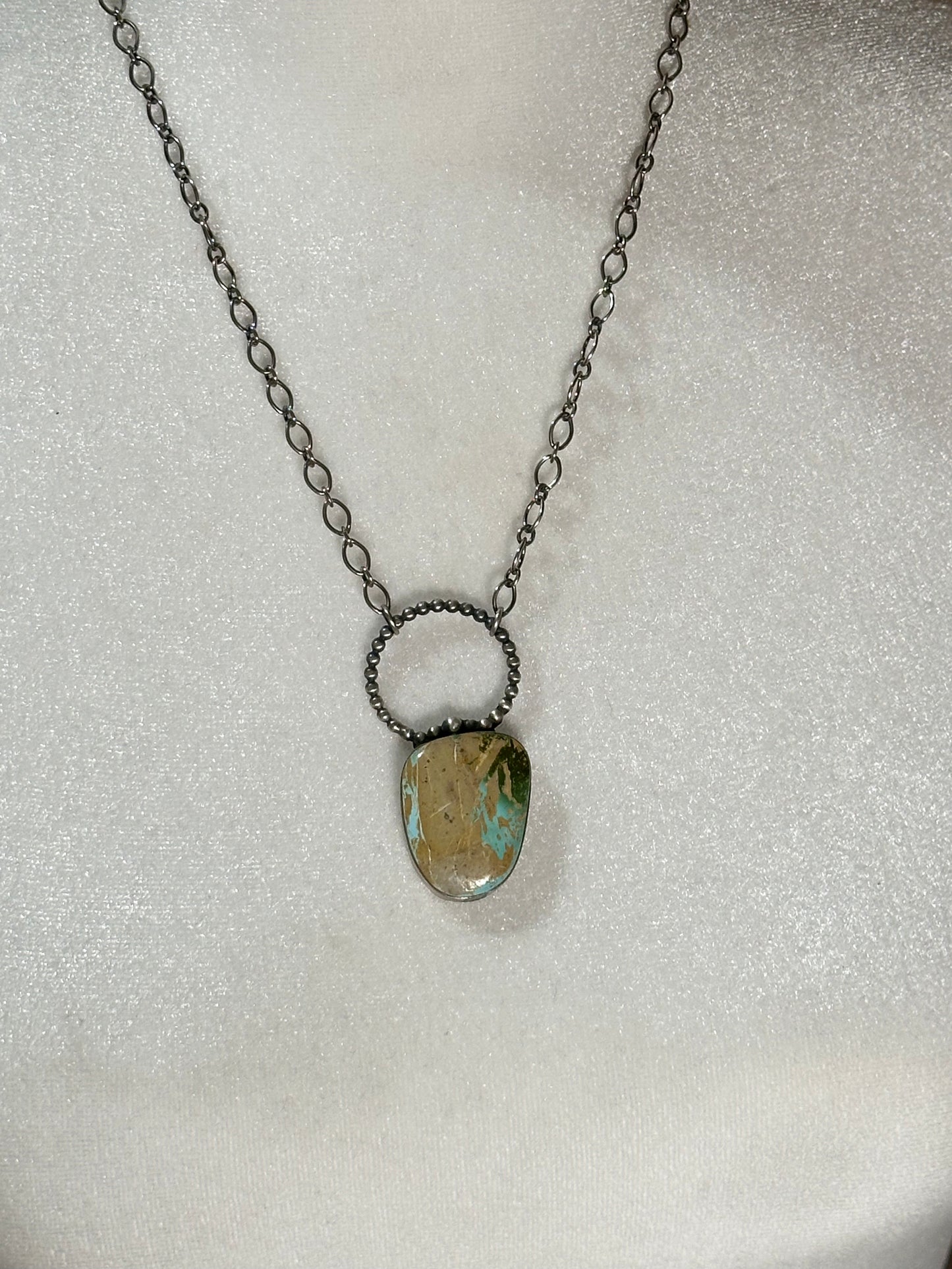 18" Cerrillos Turquoise Necklace By P. Yazzie, Navajo