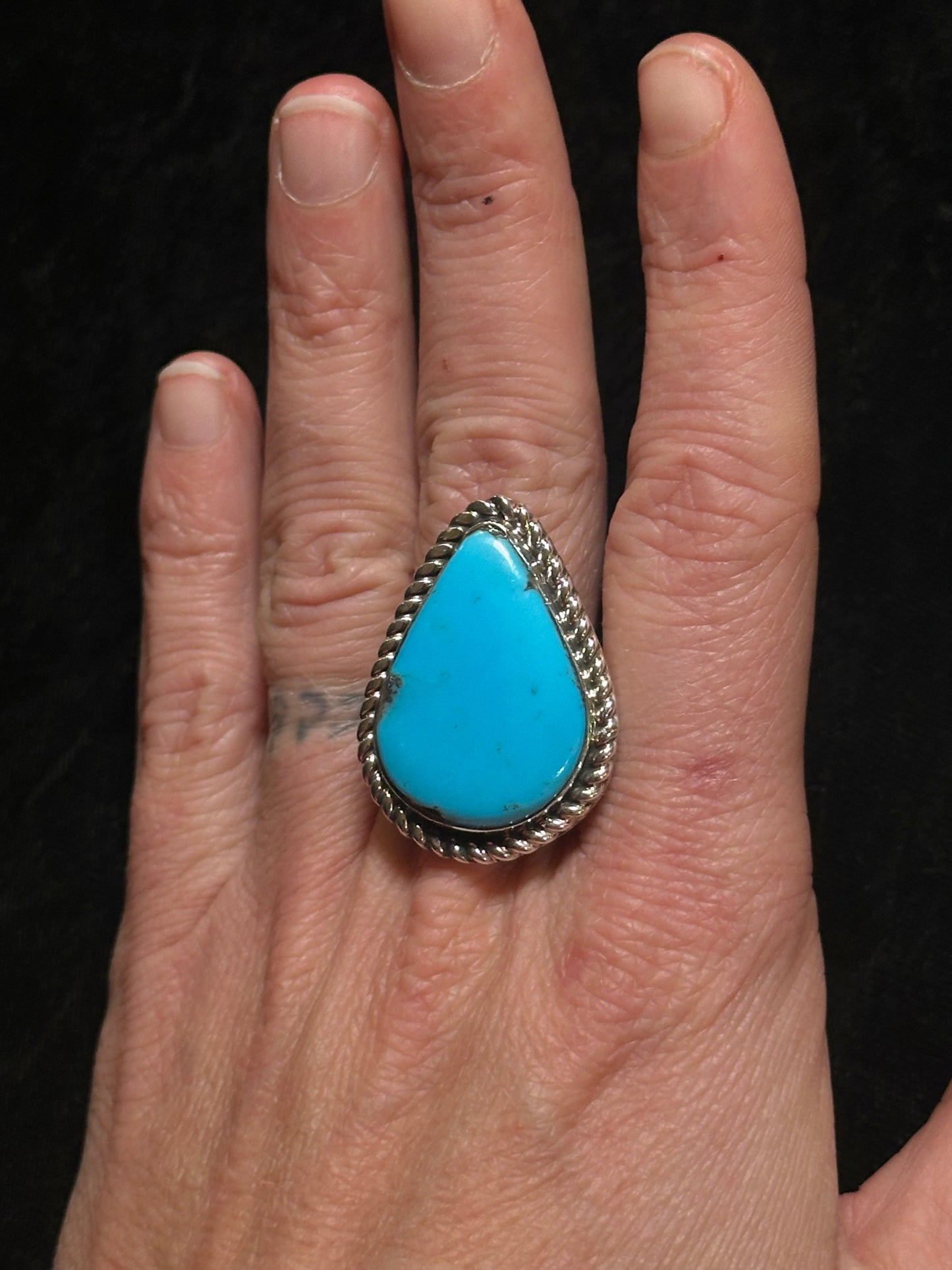 11.0 Kingman Turquoise Ring by Marie Jackson, Navajo