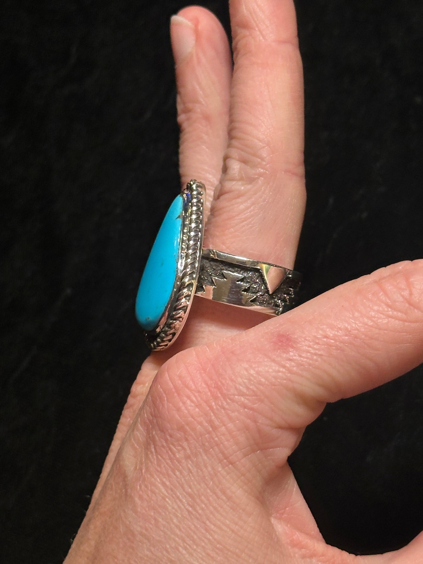 11.0 Kingman Turquoise Ring by Marie Jackson, Navajo