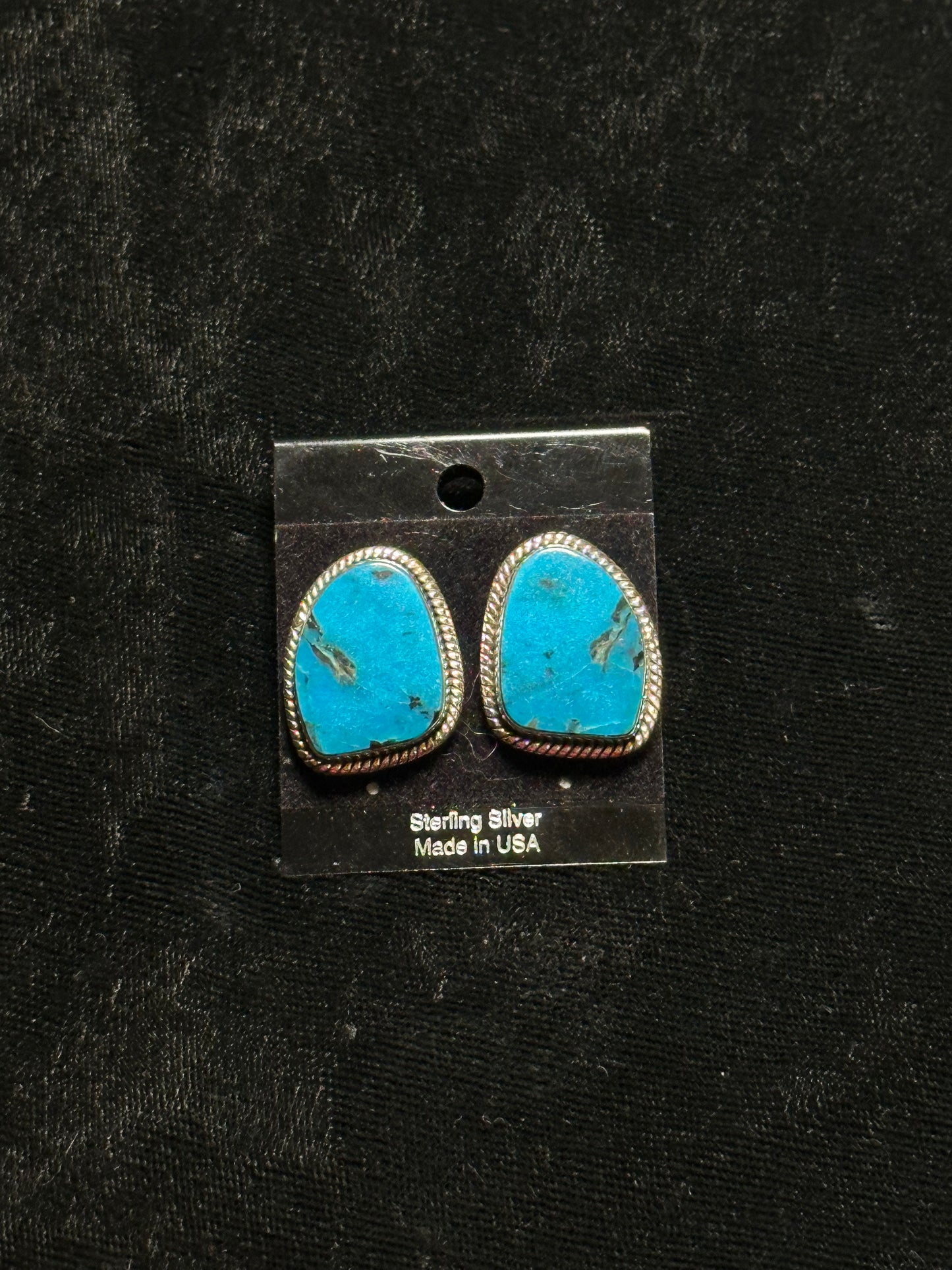 Kingman Turquoise Earrings By Gilbert Nez, Navajo