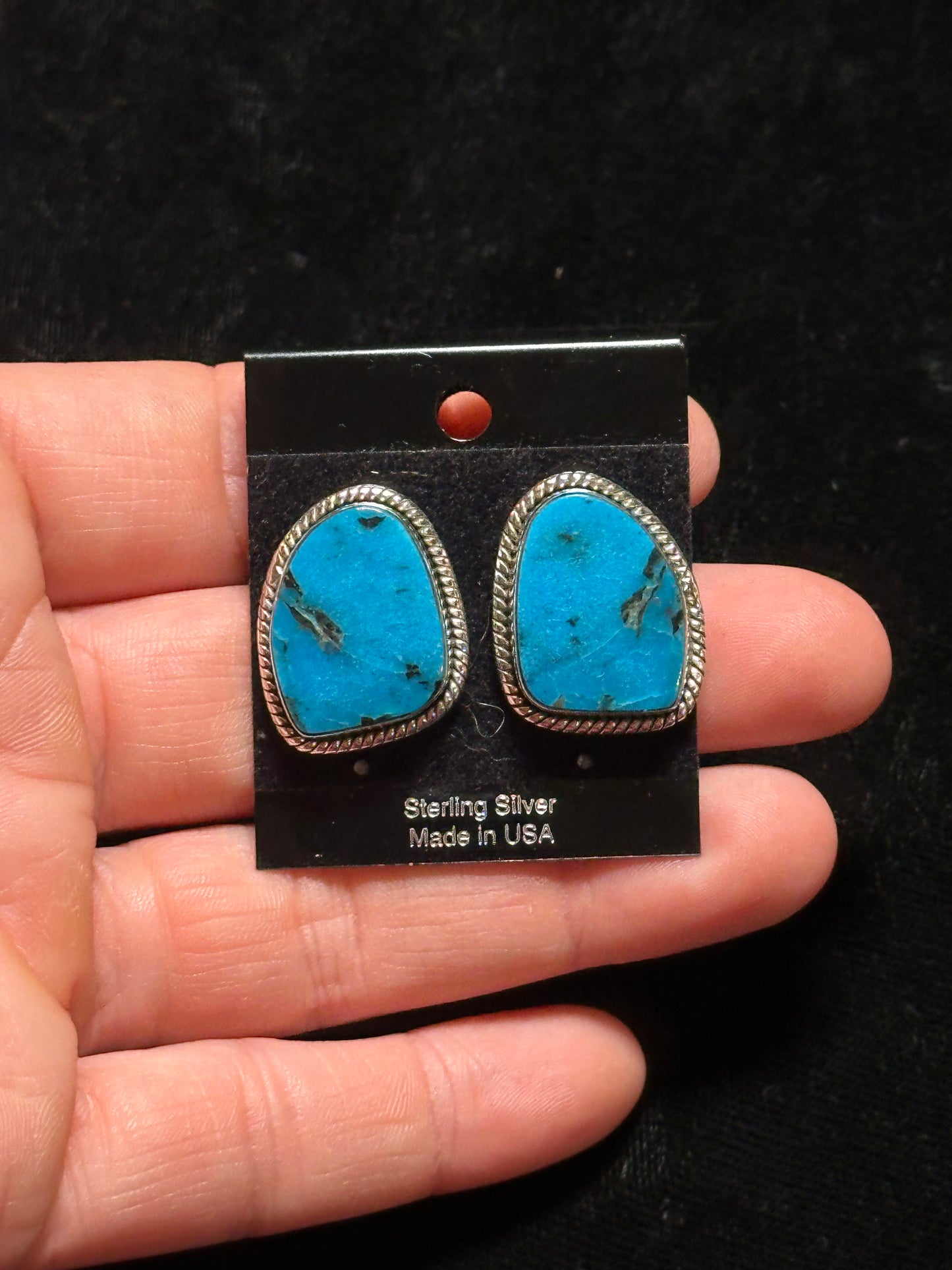 Kingman Turquoise Earrings By Gilbert Nez, Navajo