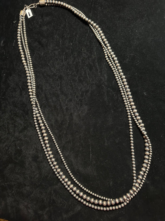 40" 3-Strand Navajo Style Pearl Necklace