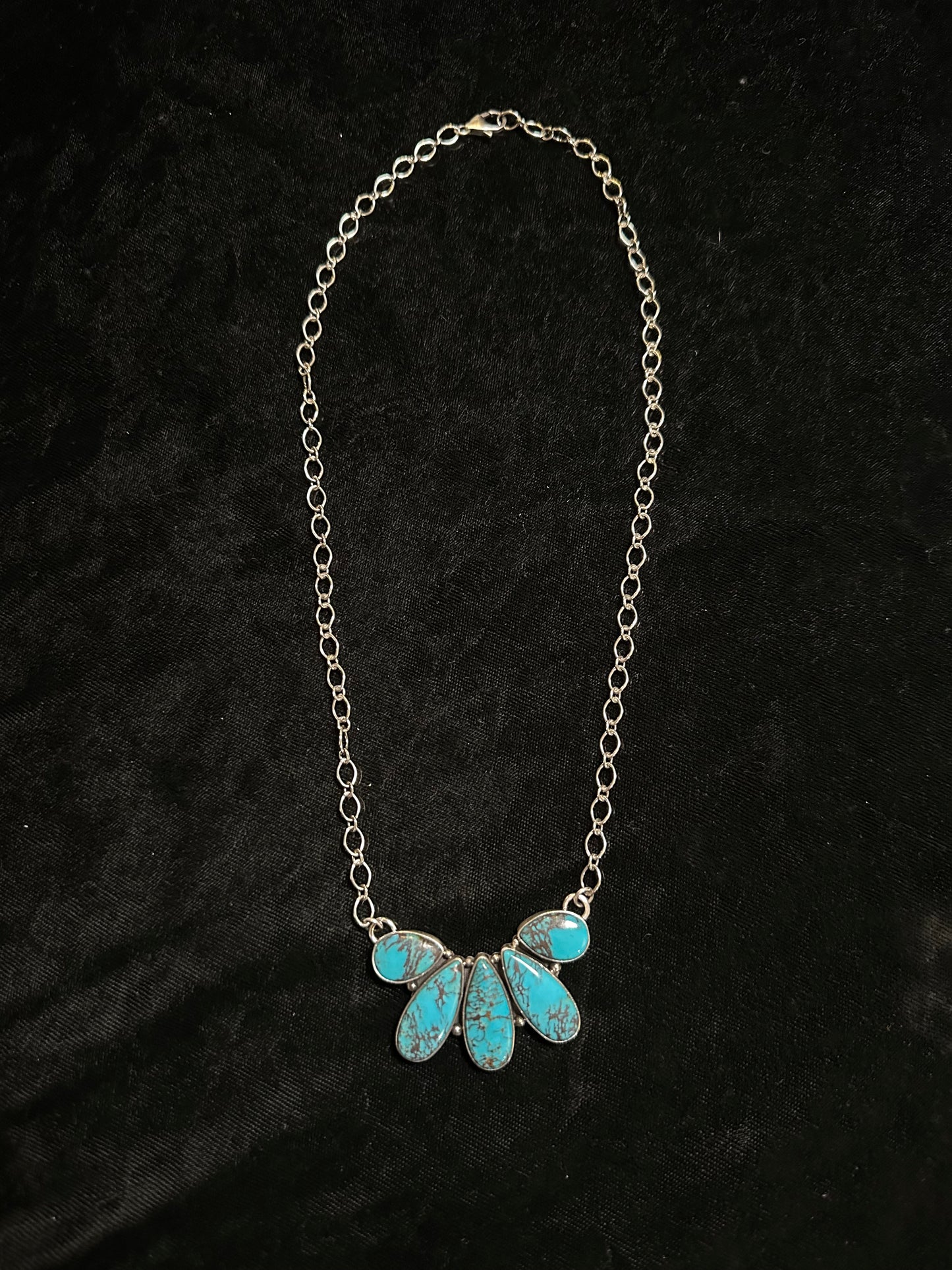 19" Necklace with Turquoise Cluster by Elouise Richards, Navajo