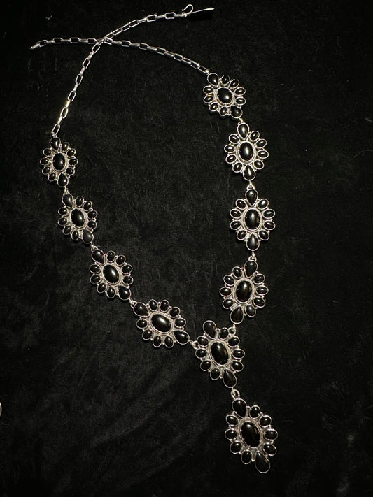 34"+ 4" Drop Black Onyx Cluster Necklace by Zia