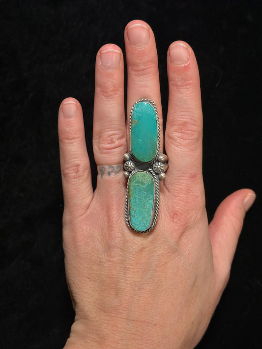 11.5 Nevada Green Turquoise Ring by Boyd Ashley, Navajo