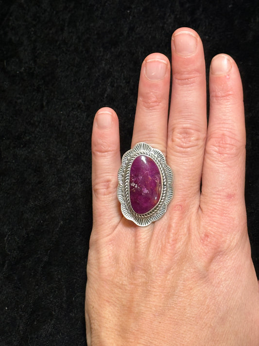 Adjustable Sugilite Ring by Gilbert Platero, Navajo