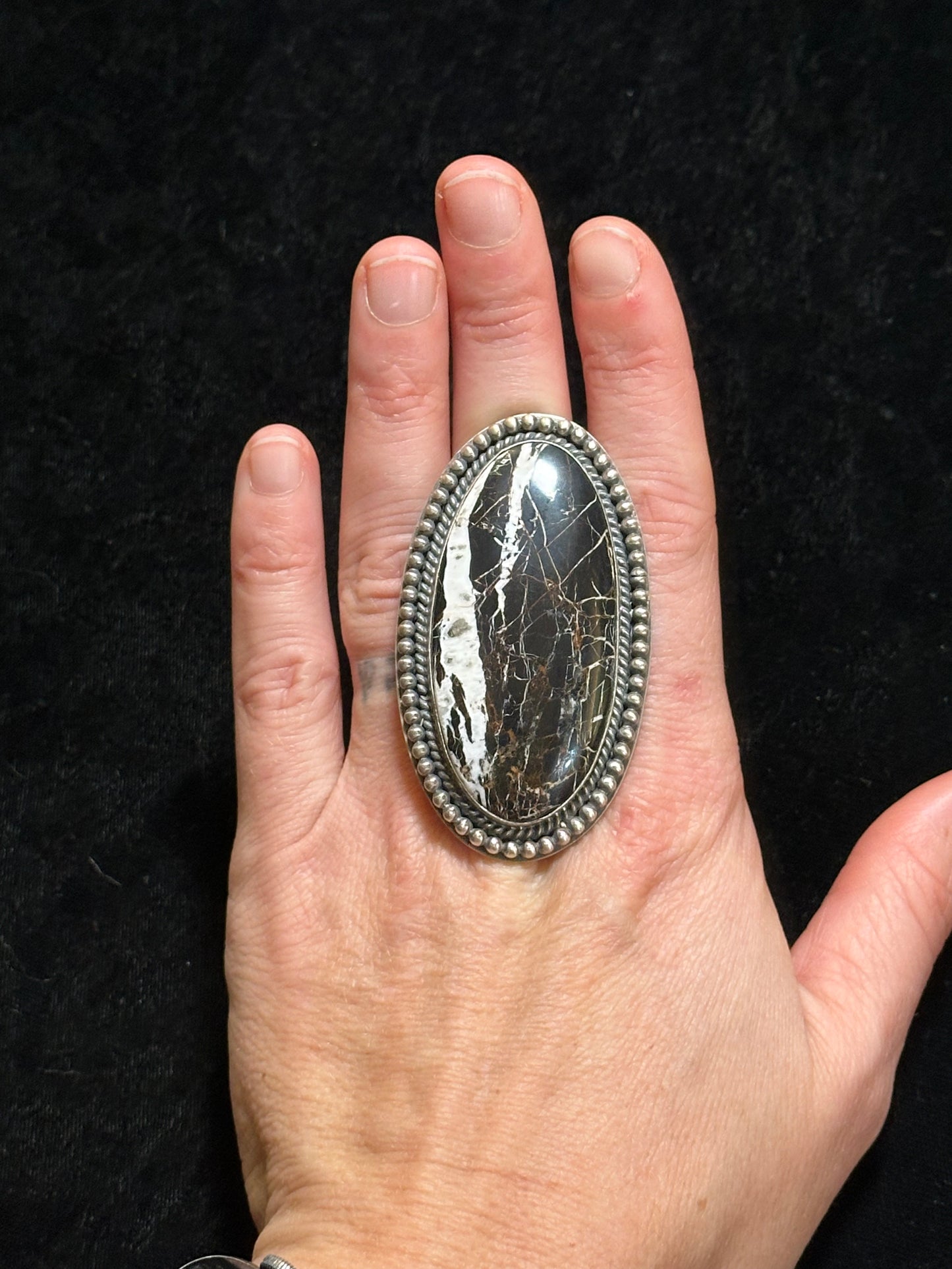 10.0 White Buffalo Ring by Gilbert Platero, Navajo