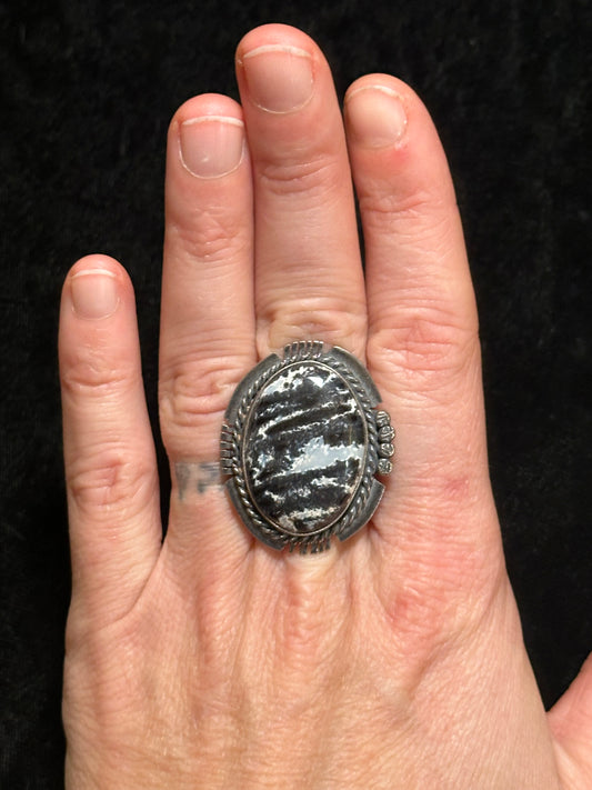 9.0 Zebra Jasper Ring by Gilbert Nez