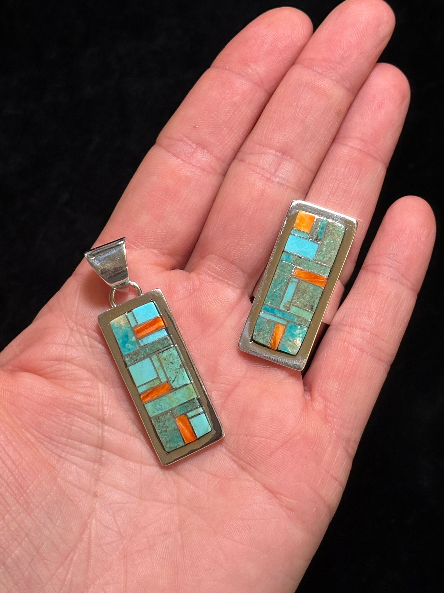 4 Piece Inlay Set by Marie Jackson, Navajo