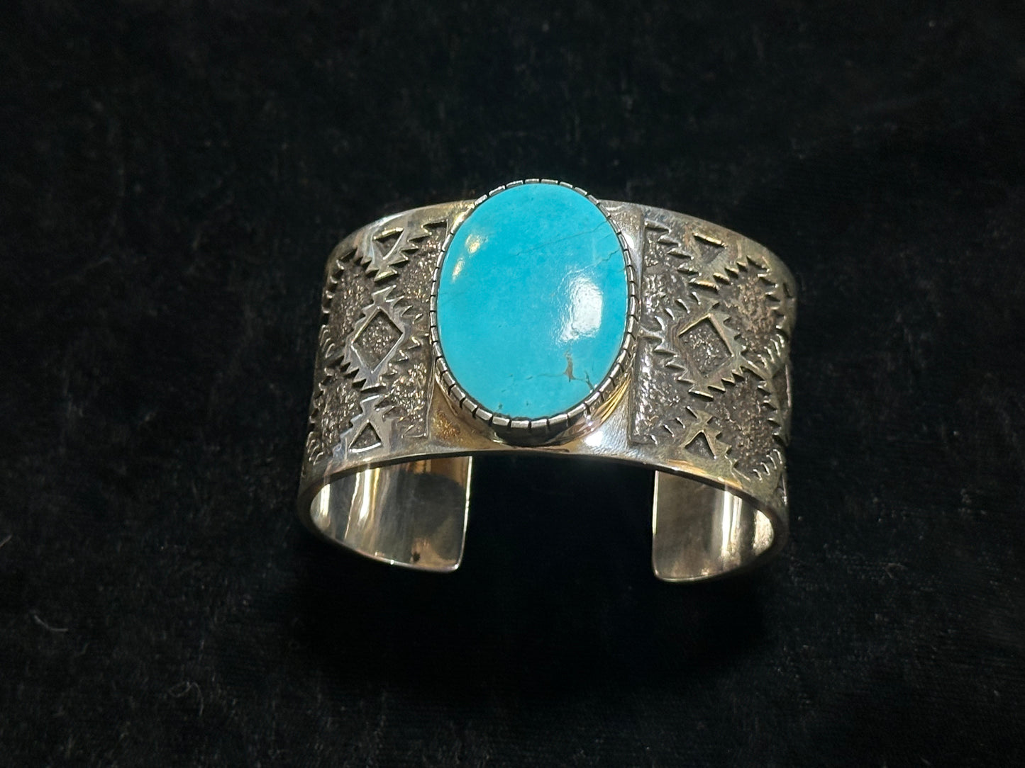 Sleeping Beauty Turquoise Cuff Bracelet by Marie Jackson, Navajo