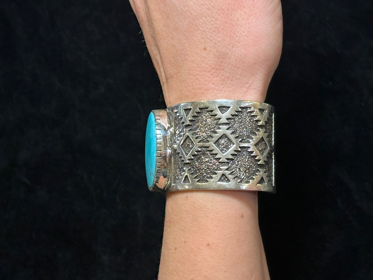 Sleeping Beauty Turquoise Cuff Bracelet by Marie Jackson, Navajo