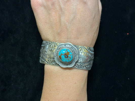 6 1/4"- 6 3/4" Egyptian Turquoise Cuff by Boyd J Ashley, Navajo