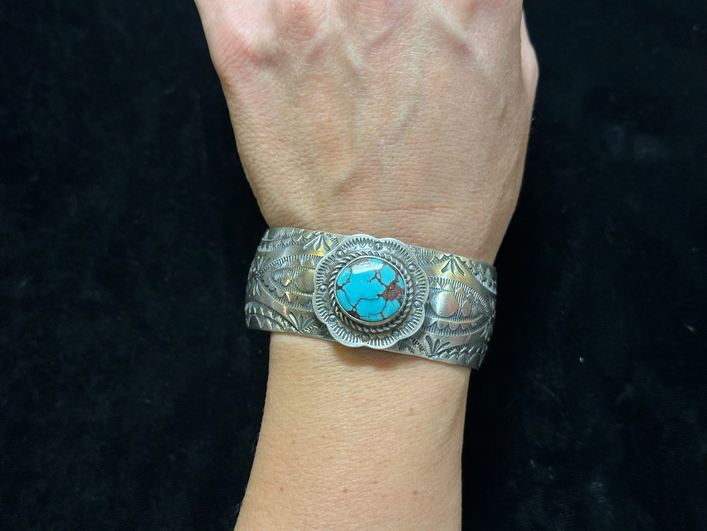 6 1/4"- 6 3/4" Egyptian Turquoise Cuff by Boyd J Ashley, Navajo