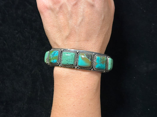 7" Hubei Turquoise Cuff by Kevin Billah, Navajo