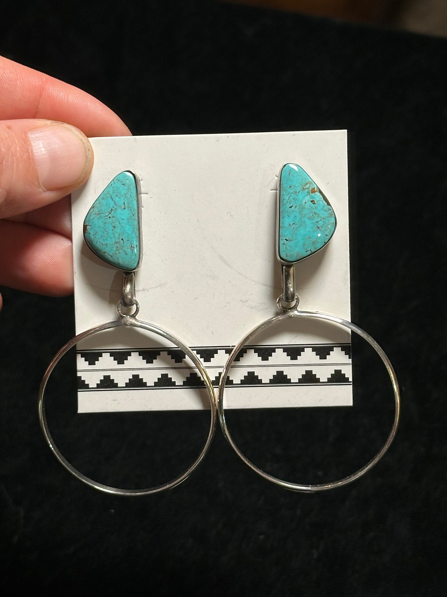 #8 Turquoise Post Dangle Earrings by Christina Jackson, Navajo