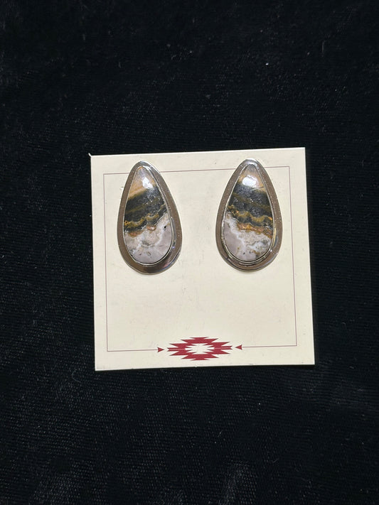 Bumblebee Jasper Post Earrings by Marie Jackson, Navajo
