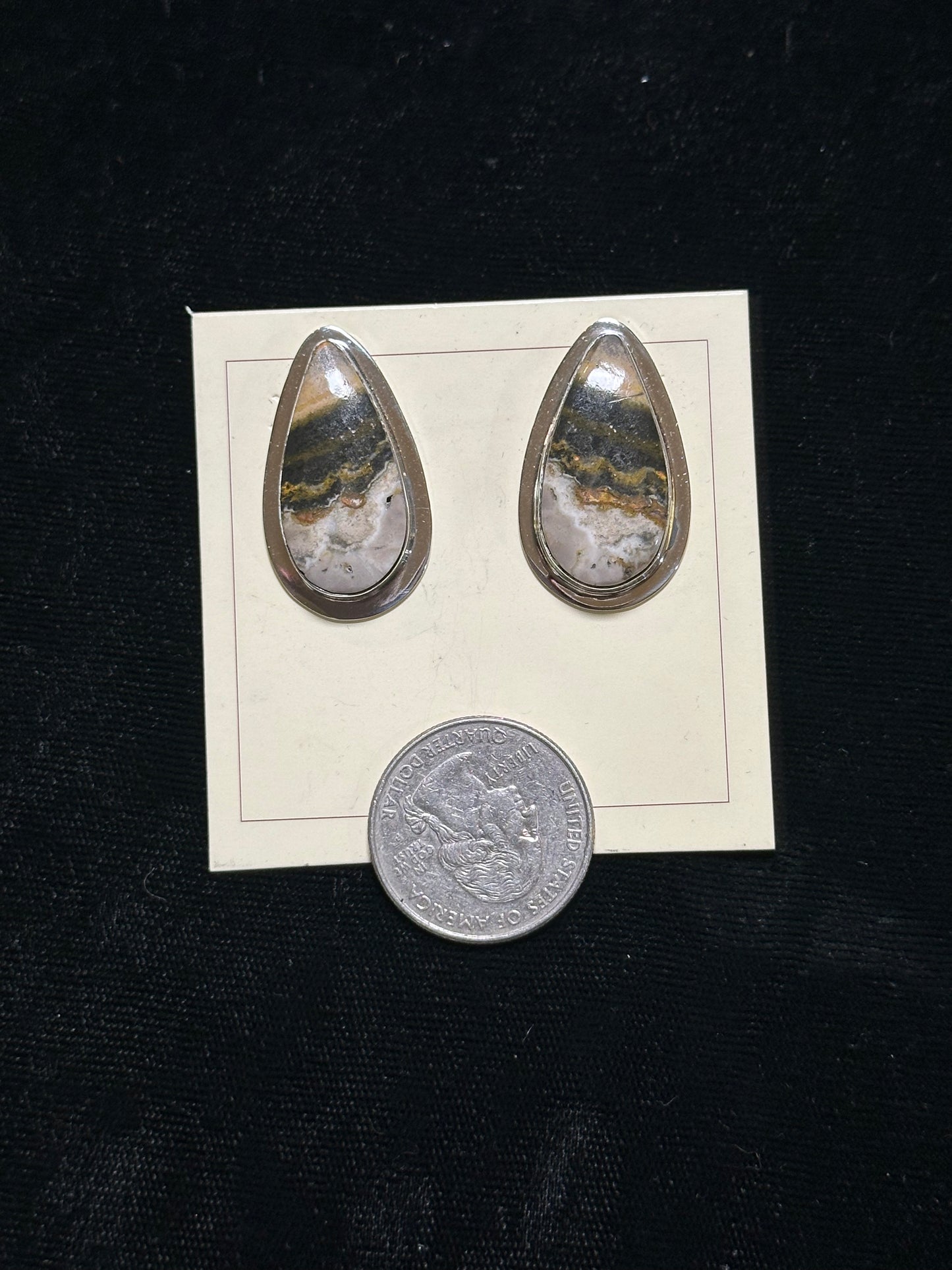 Bumblebee Jasper Post Earrings by Marie Jackson, Navajo