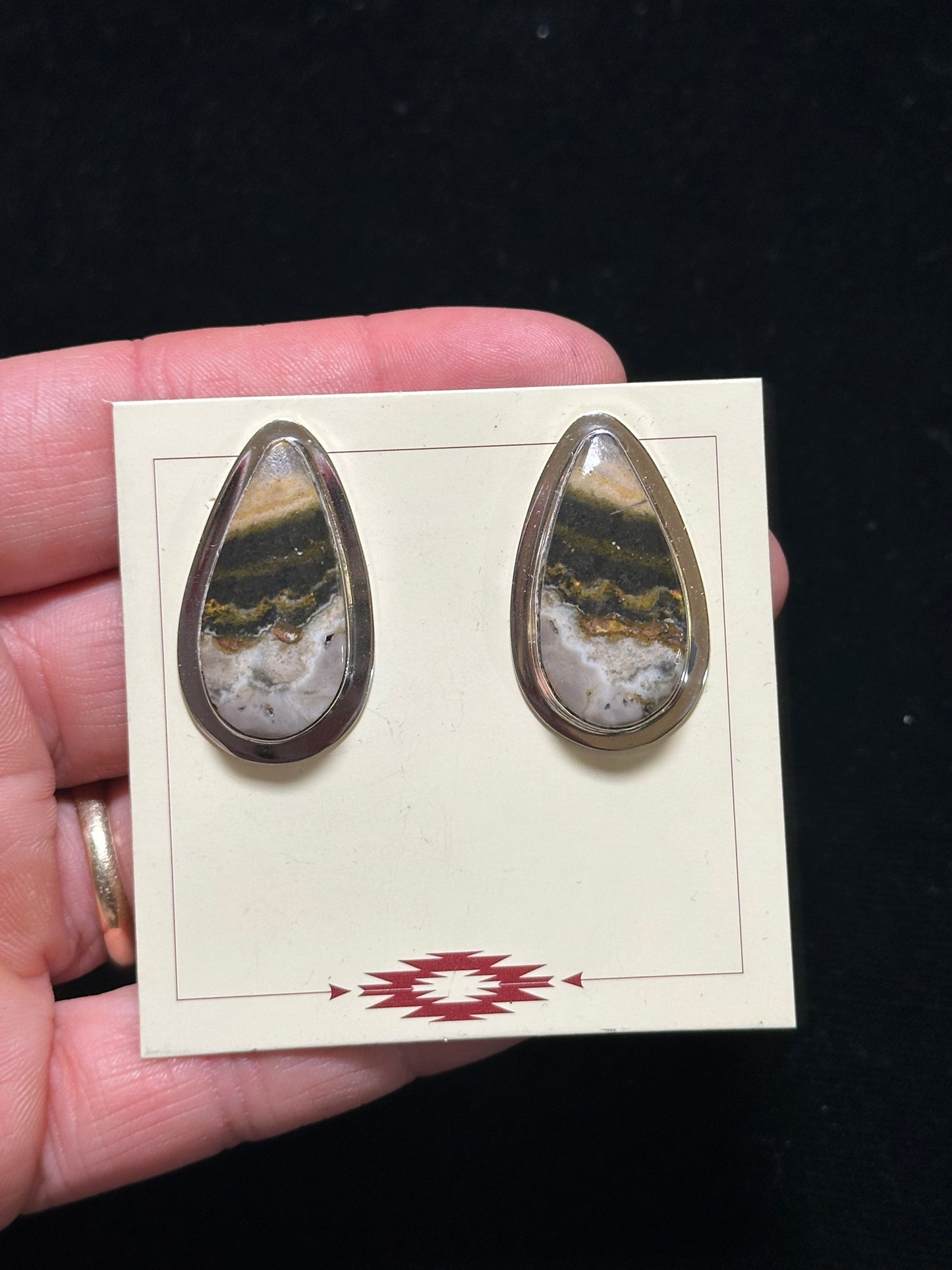 Bumblebee Jasper Post Earrings by Marie Jackson, Navajo