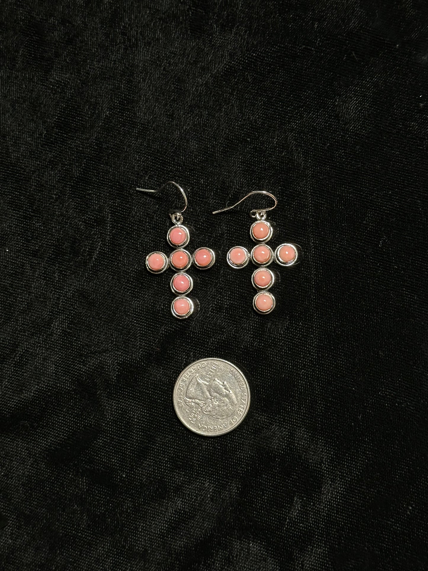 Pink Conch Shell Dangle Cross Earrings