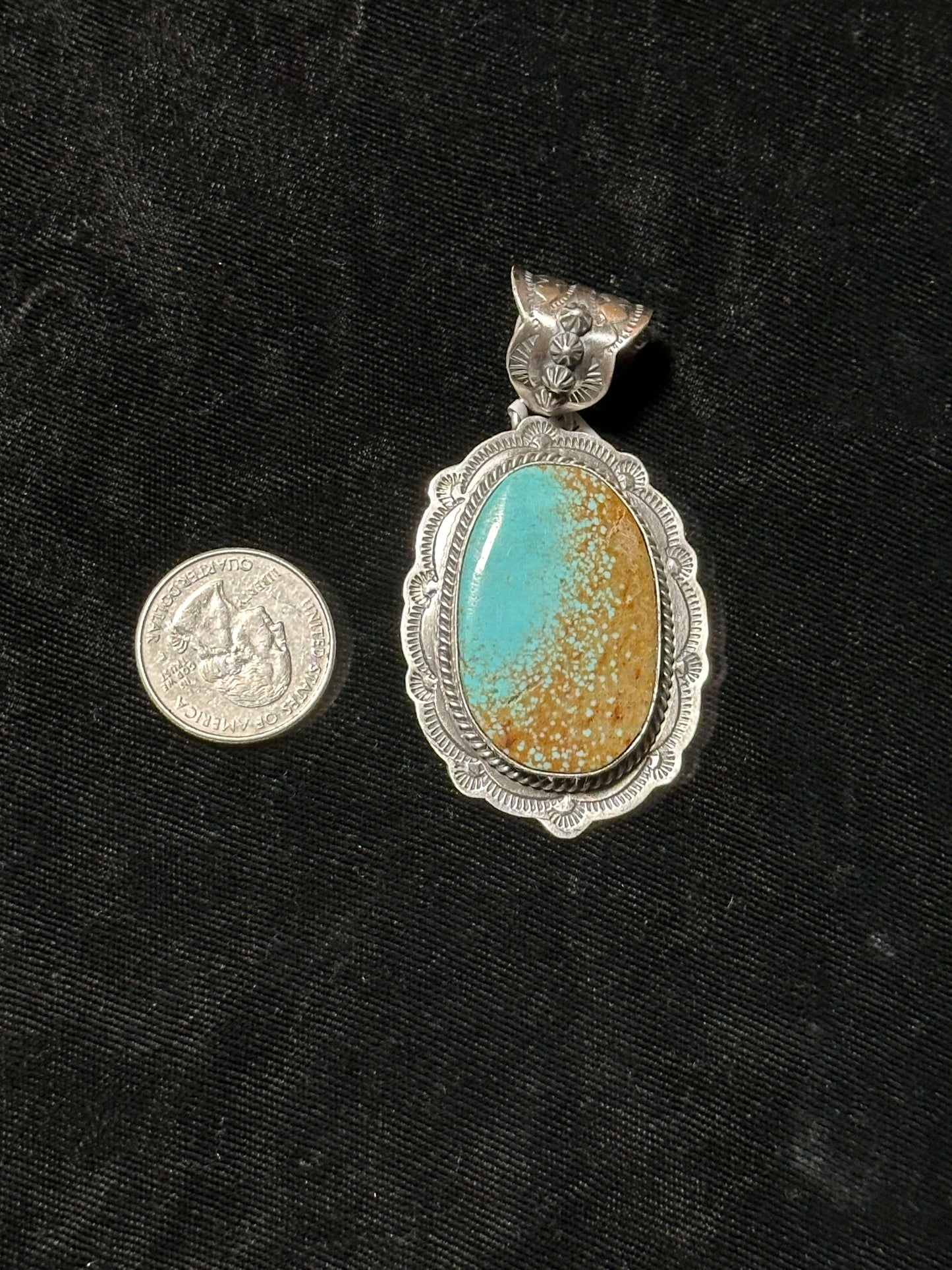 #8 Turquoise Pendant 11mm bale by J. Nelson, Navajo