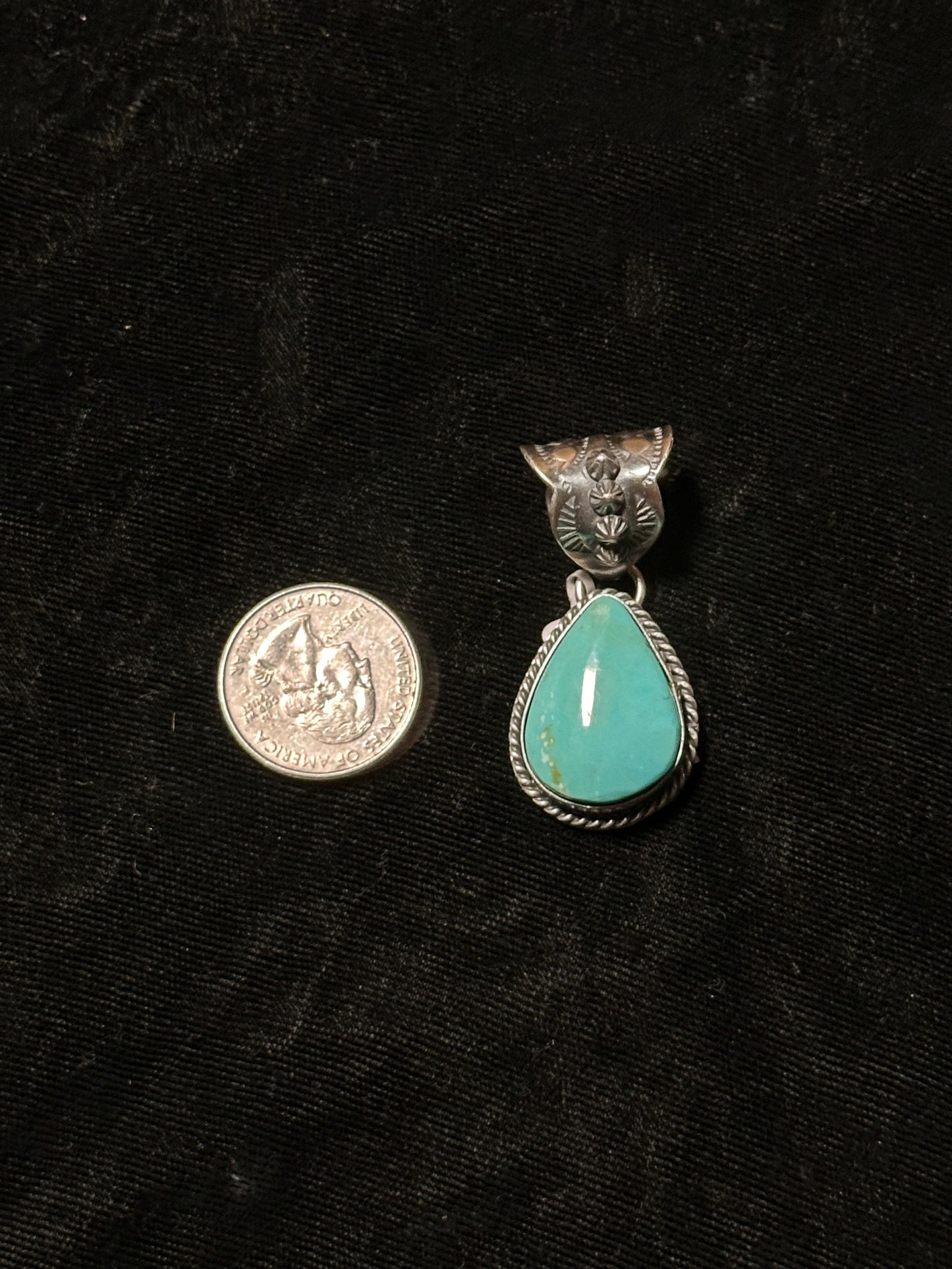 Kingman Turquoise Pendant with a 11mm Bale by K.B, Navajo