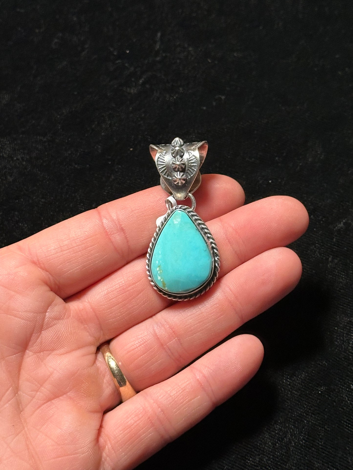 Kingman Turquoise Pendant with a 11mm Bale by K.B, Navajo