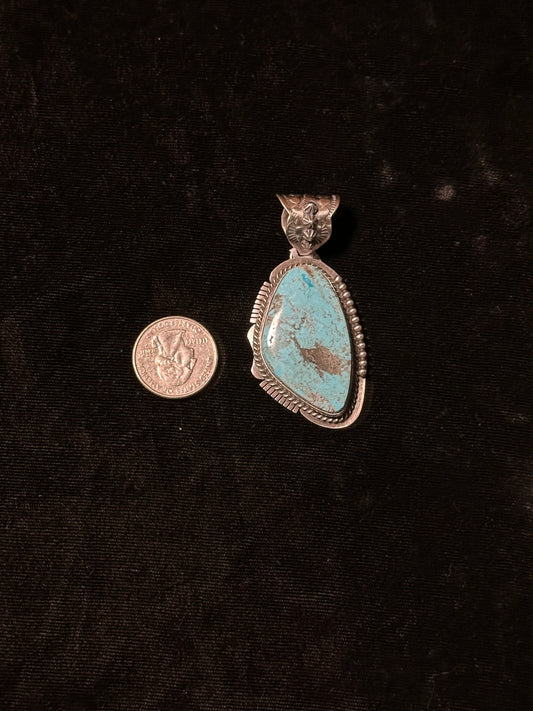 Kingman Turquoise Pendant with a 12mm Bale by J. Nelson, Navajo