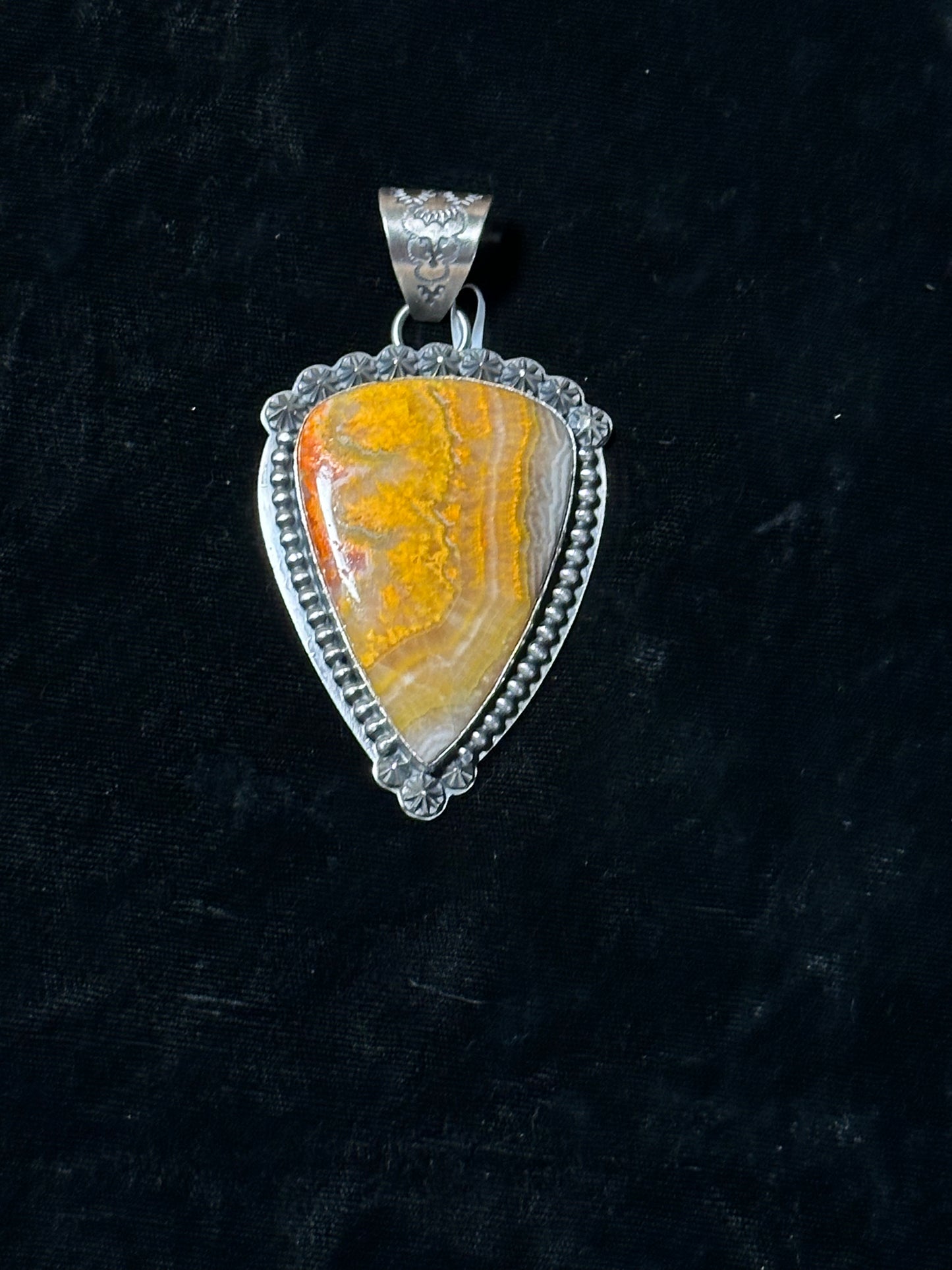 Bumblebee Jasper Pendant by Calvin Delgarito, Navajo