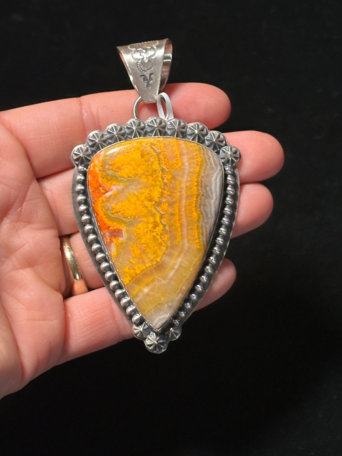 Bumblebee Jasper Pendant by Calvin Delgarito, Navajo