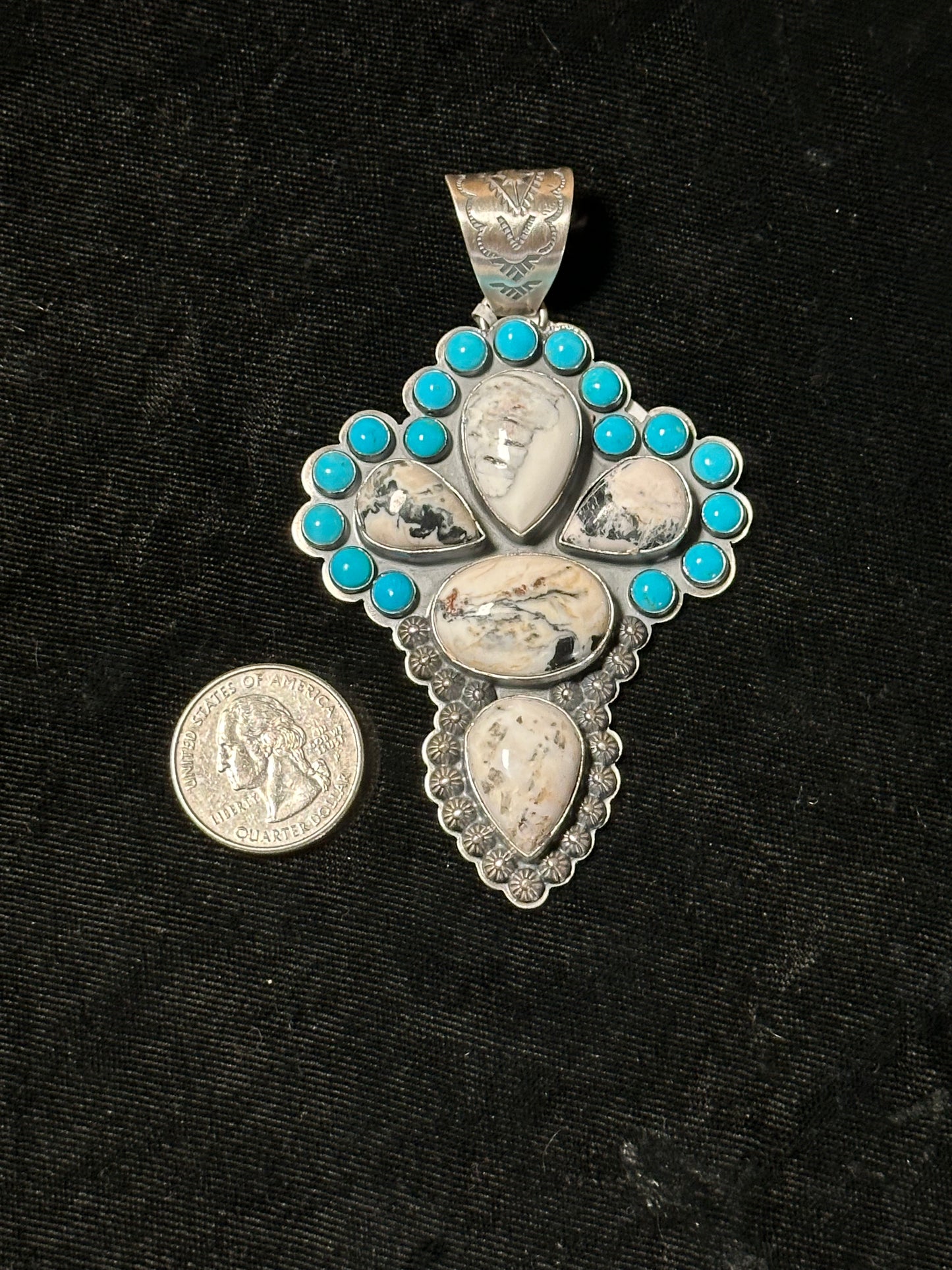 White Buffalo and Sleeping Beauty Pendant by Gilbert Platero, Navajo