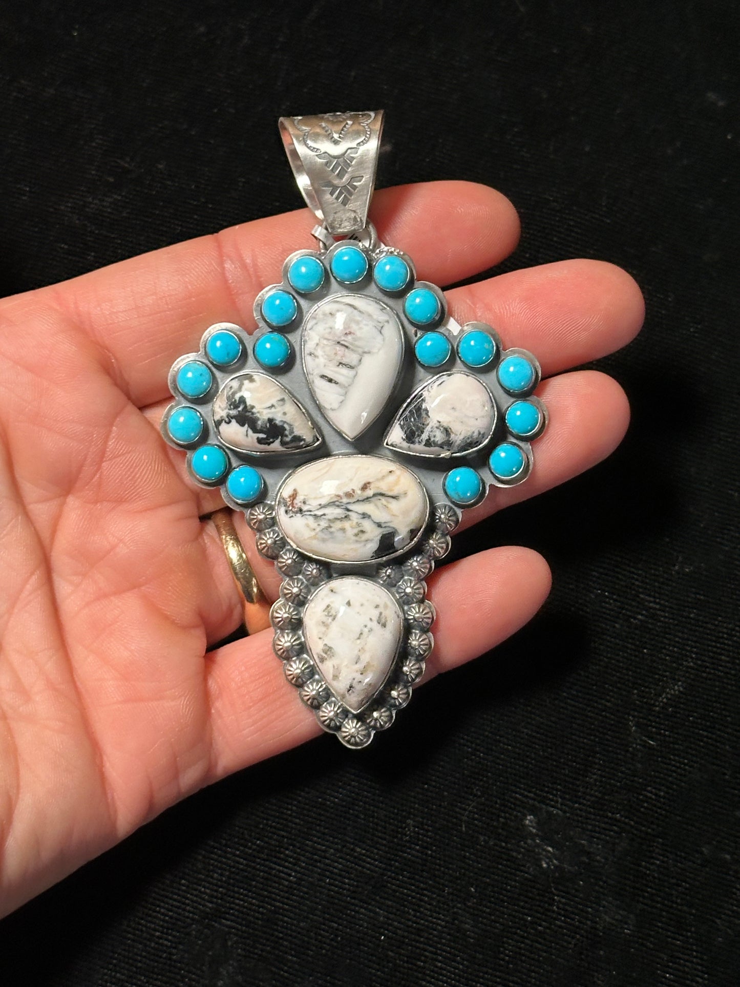 White Buffalo and Sleeping Beauty Pendant by Gilbert Platero, Navajo