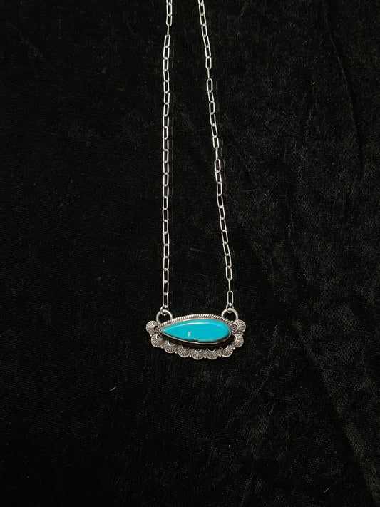 16" Kingman Turquoise Teardrop Necklace