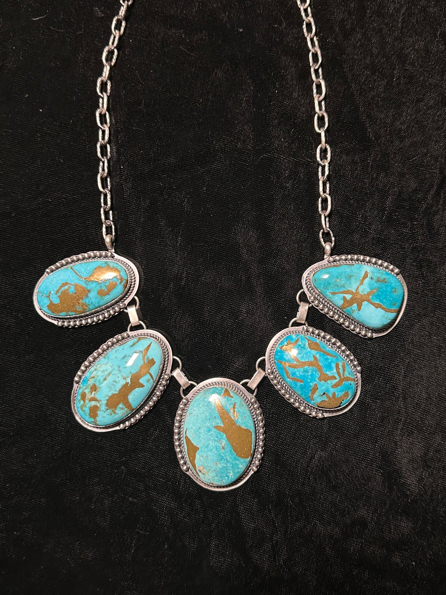 22" 5 Stone Turquoise Necklace with 7.5 Turquoise Ring