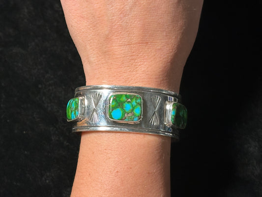 6.5" Sonoran Gold Turquoise Cuff Bracelet by Marie Jackson, Navajo