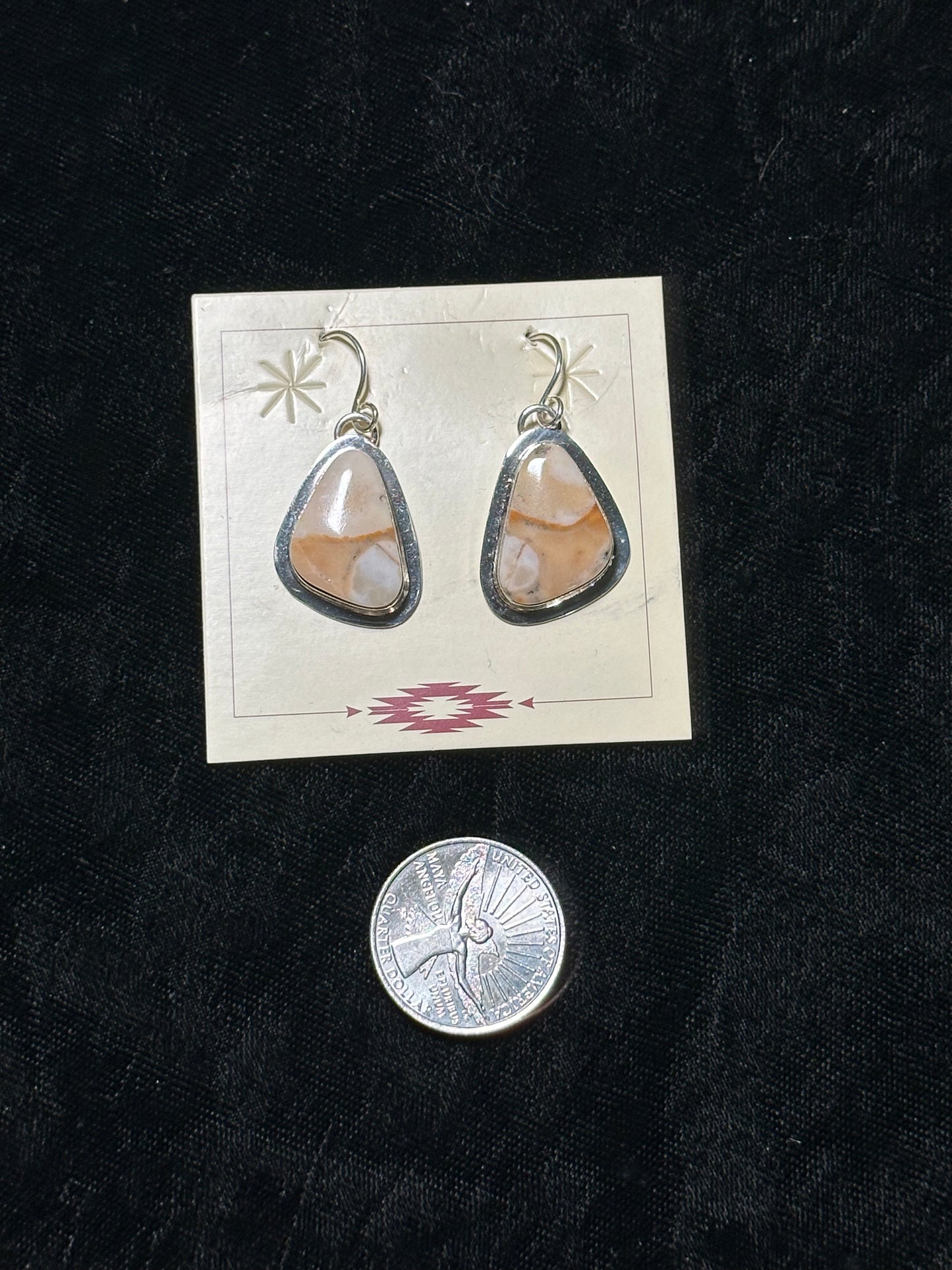 LOT 56 A 1/11 Melon Shell Dangle Earrings by Marie Jackson, Navajo