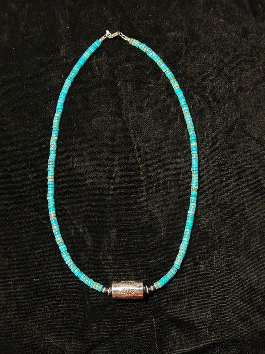 18” Necklace 5mm Heishi Beads with 12mm Barrel Bead