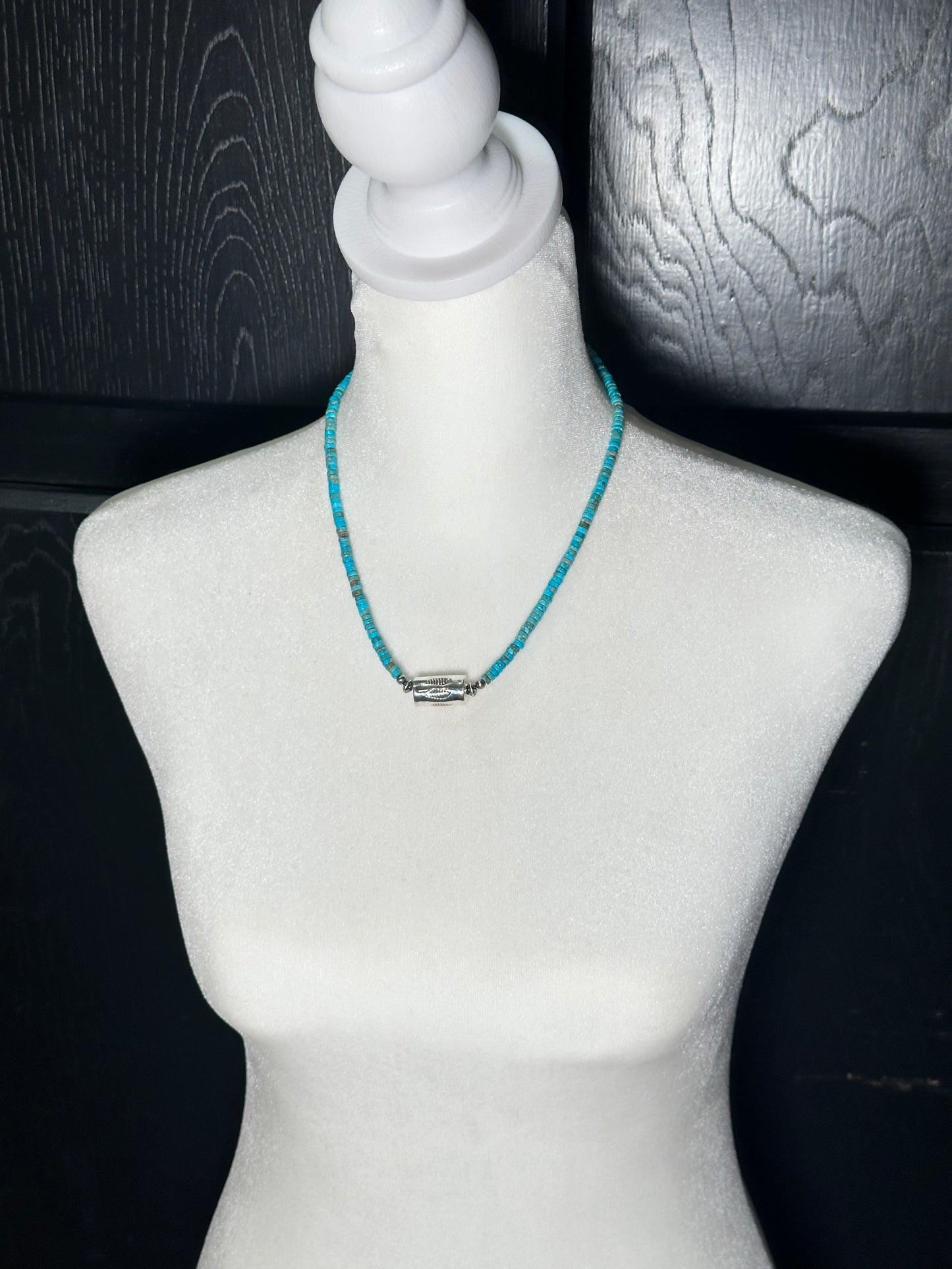 18” Necklace 5mm Heishi Beads with 12mm Barrel Bead